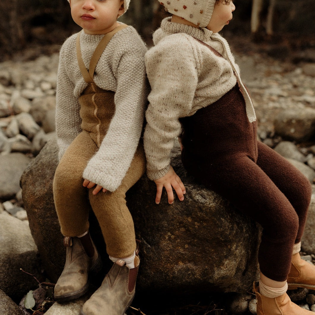 Silly Silas Unisex Teddy Warmy Footless Tights with Braces (Chocolate Brown)